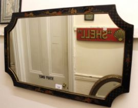 1920's Black chinoiserie lacquer wall mirror Some marks and chips from use but essentially OK