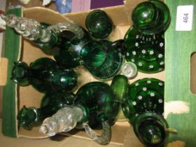 Two pairs of 19th Century green tinted glass decanters and a collection of other miscellaneous items