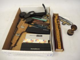 Collection of miscellaneous pens, together with a Third Reich uniform badge and sundries