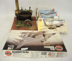 Mamod stationary engine, together with five boxed aircraft construction kits