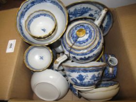 19th Century Chinese blue and white Willow pattern part teaset Various damages as shown in photos