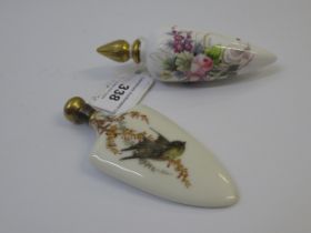 An unmarked porcelain perfume bottle with painted floral decoration by Stefan Nowacki, signed,