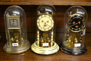 Group of five Kundo brass anniversary clocks, tallest 30cm high