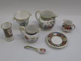 Three various Spode ' Cabinet Collection ' items, miniature Spode Imari pattern jug, floral