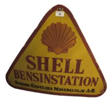 Reproduction enamel sign, Shell Bensinstation, 50 x 61cm