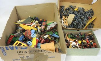 Quantity of Britains and other plastic figures, together with a quantity of diecast metal model