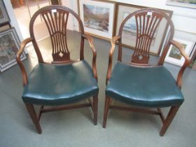 Pair of 19th Century Hepplewhite style oak open armchairs with drop-in seats