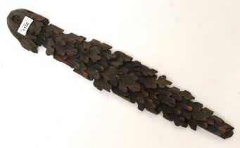 19th Century carved and stained pine wall applique in the form of oak leaves and acorn, 50cm high
