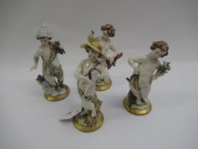 Set of four Naples porcelain figures, ' The Four Seasons ', the tallest 15.5cm