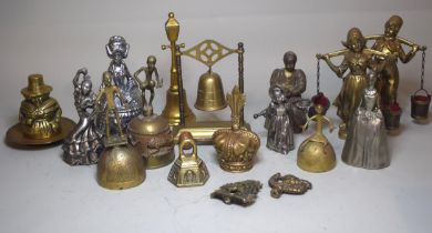 Box containing a quantity of brass bells, including African, American etc.