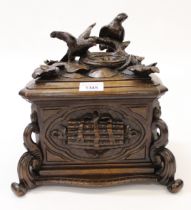 19th Century Black Forest box and cover, surmounted with birds and a birds nest, retaining