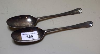 Pair of antique Old English pattern tablespoons (marks rubbed), 3.5oz t