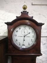 19th Century Scottish mahogany longcase regulator clock, the painted dial with Arabic numerals and