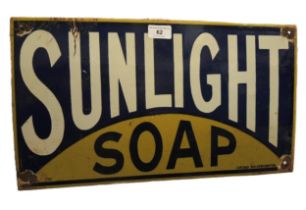 Reproduction enamel sign, Sunlight soap, 27 x 48cm