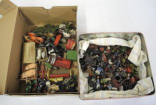 Quantity of Britains painted metal toy soldiers and toy farmyard items etc.