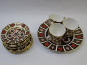 Set of six Royal Crown Derby Imari pattern cups and saucers, six side plates and a cake plate All in