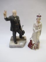 Bronte porcelain figure of Queen Elizabeth II, boxed together with a similar figure of Winston