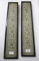 Pair of late 19th / early 20th Century Chinese silk embroidered sleeve panels in rectangular