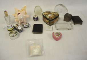 Box of miscellaneous items, including three silver proof coins, two Antemi metal boxes, other