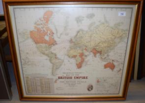 Reproduction map ' The British Empire ' , framed