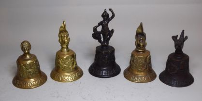 F. Heron Hemony, group of five bronze bells