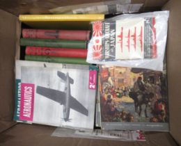 Box containing a quantity of various aviation magazines, books and pamphlets, including various