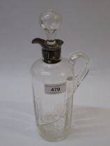 Early 20th Century glass and silver plate whisky decanter