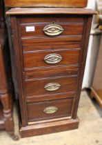 Edwardian mahogany four drawer bedside cabinet, 43cm wide together with a similar, smaller with