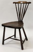 Early 20th Century stained beechwood fanback occasional chair In good condition. Does have marks/