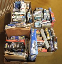 Four boxes of plastic aircraft kits, including Airfix, Italeri, Frog and Revell