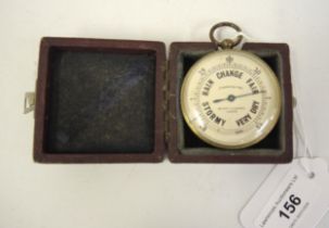 Negretti & Zambra brass cased pocket barometer with original outer case