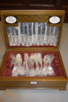 Oak cased silver plated twelve place setting canteen of plated cutlery by Arthur Price
