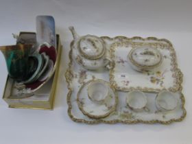 Late 19th / early 20th Century French porcelain part cabaret set including a two handled tray (