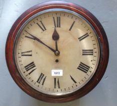 Late 19th / early 20th Century mahogany wall clock, the circular painted dial with Roman numerals