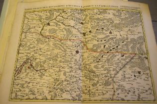 Antique hand coloured map of Northern France, 40 x 54cm approximately, unframed, together with an