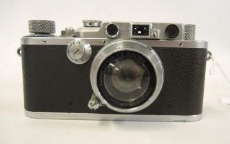 Leica IIIa camera, Serial No. 186614, with original leather case