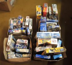 Five boxes of plastic aircraft kits, including Airfix, Italeri, Frog and Revell