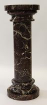 19th Century rouge flecked marble display column, 93cm high Generally in good condition with a few