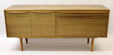 Morris of Glasgow, mid 20th Century teak sideboard with a single drawer, a fall front door and