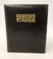 Leather bound album containing a collection of miscellaneous postcards