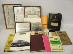 Two boxes containing a quantity of aeronautical, Naval and automotive ephemera