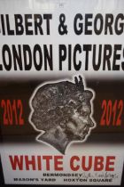 Signed Gilbert & George ' London pictures 2012 ' framed poster, 89 x 59 cm