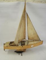 Wooden pond yacht with sails, 72cm wide