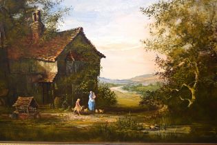 Ronald Horsewell, oil on canvas, rural scene, 51 x 92cm, gilt framed