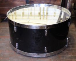 Bass drum converted to a mirrored top coffee table, 80cm diameter x 40cm high