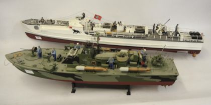 Model of a German World War II Schnell boat 1/72 scale and a 1/72 model American PT boat