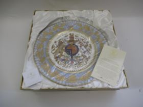 Three Buckingham Palace Limited Edition Diamond Jubilee porcelain chargers, in original boxes,