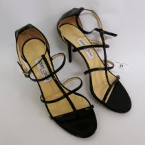 Jimmy Choo, London, pair of Dory black patent leather caged sandals, size 39 In good condition