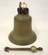 World War II Air Ministry fire station / scramble bell, marked A.M. below a crown and dated 1940,