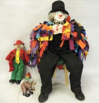 Large clown doll by Gill and Scott, together with two other clown toys
